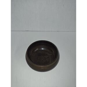 Vintage Tibetan Buddhist Chakra Singing Bowl Handmade Etched Bronze Brass Decor